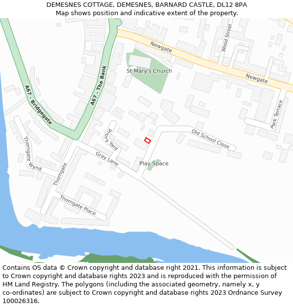 DEMESNES COTTAGE, DEMESNES, BARNARD CASTLE, DL12 8PA: Location map and indicative extent of plot