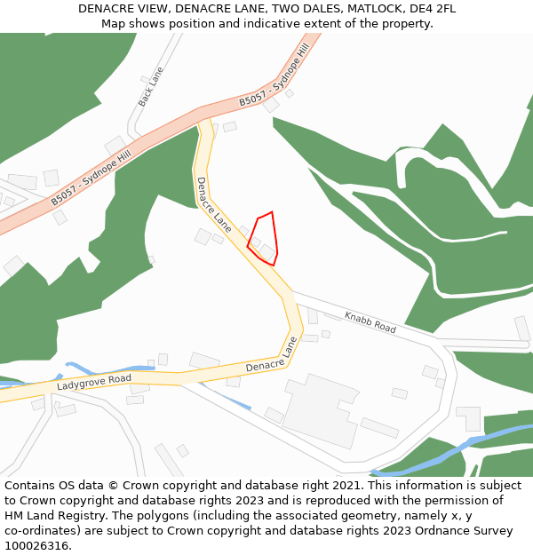 DENACRE VIEW, DENACRE LANE, TWO DALES, MATLOCK, DE4 2FL: Location map and indicative extent of plot