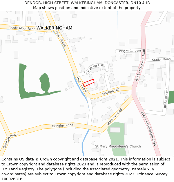 DENDOR, HIGH STREET, WALKERINGHAM, DONCASTER, DN10 4HR: Location map and indicative extent of plot
