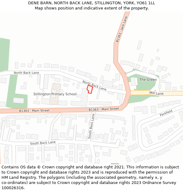 DENE BARN, NORTH BACK LANE, STILLINGTON, YORK, YO61 1LL: Location map and indicative extent of plot