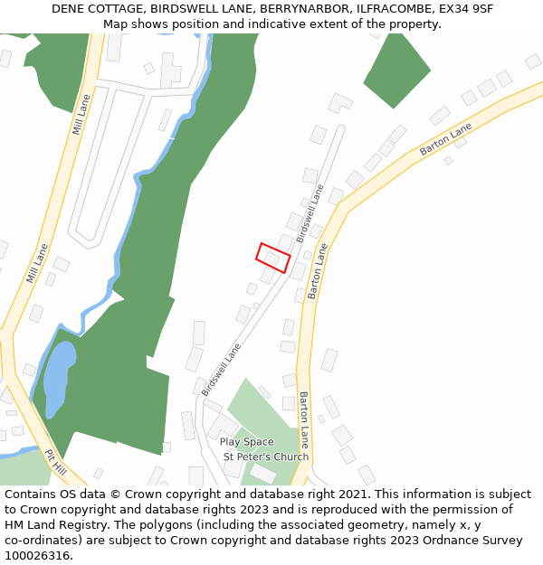 DENE COTTAGE, BIRDSWELL LANE, BERRYNARBOR, ILFRACOMBE, EX34 9SF: Location map and indicative extent of plot