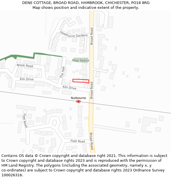 DENE COTTAGE, BROAD ROAD, HAMBROOK, CHICHESTER, PO18 8RG: Location map and indicative extent of plot