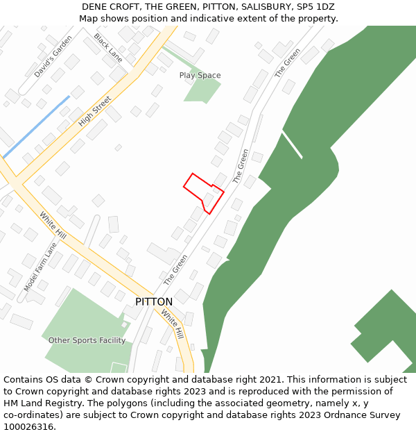 DENE CROFT, THE GREEN, PITTON, SALISBURY, SP5 1DZ: Location map and indicative extent of plot