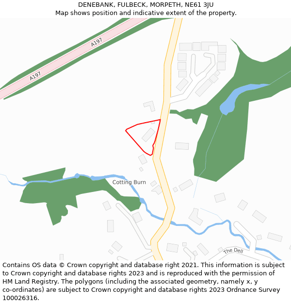 DENEBANK, FULBECK, MORPETH, NE61 3JU: Location map and indicative extent of plot