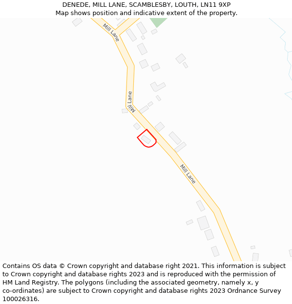 DENEDE, MILL LANE, SCAMBLESBY, LOUTH, LN11 9XP: Location map and indicative extent of plot