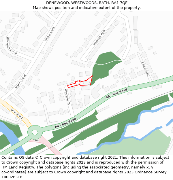 DENEWOOD, WESTWOODS, BATH, BA1 7QE: Location map and indicative extent of plot