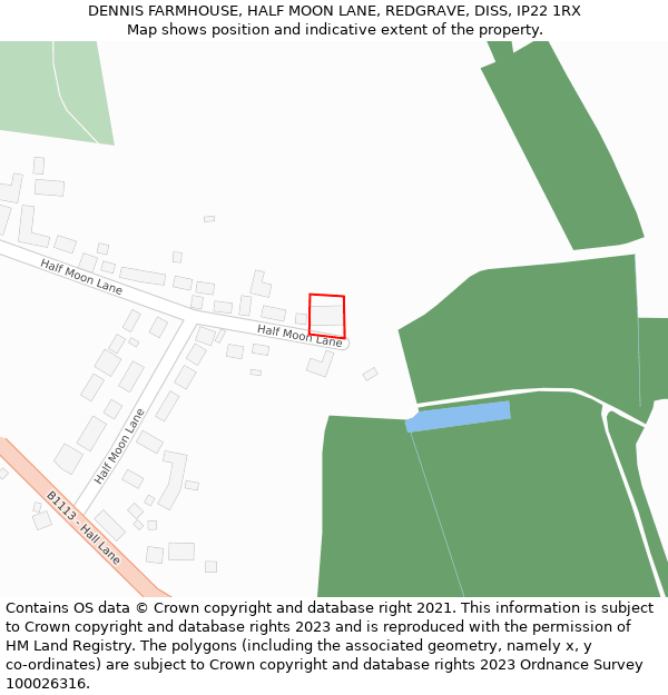 DENNIS FARMHOUSE, HALF MOON LANE, REDGRAVE, DISS, IP22 1RX: Location map and indicative extent of plot