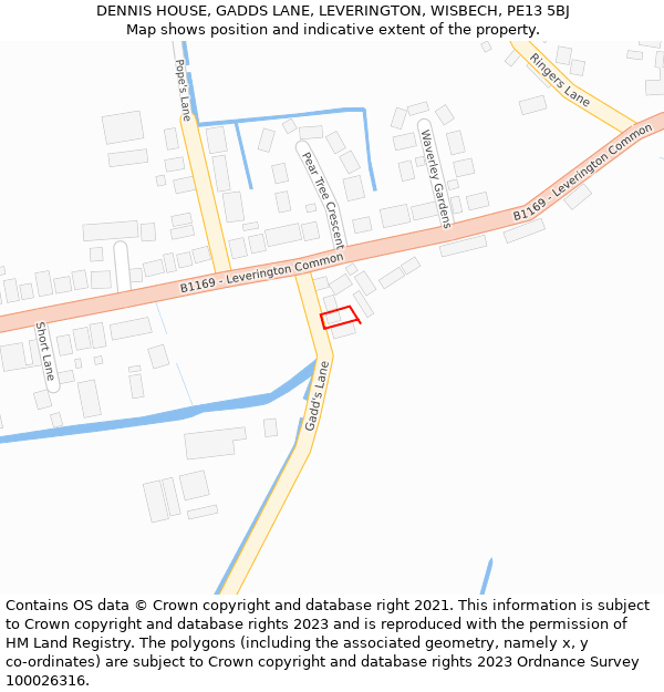 DENNIS HOUSE, GADDS LANE, LEVERINGTON, WISBECH, PE13 5BJ: Location map and indicative extent of plot