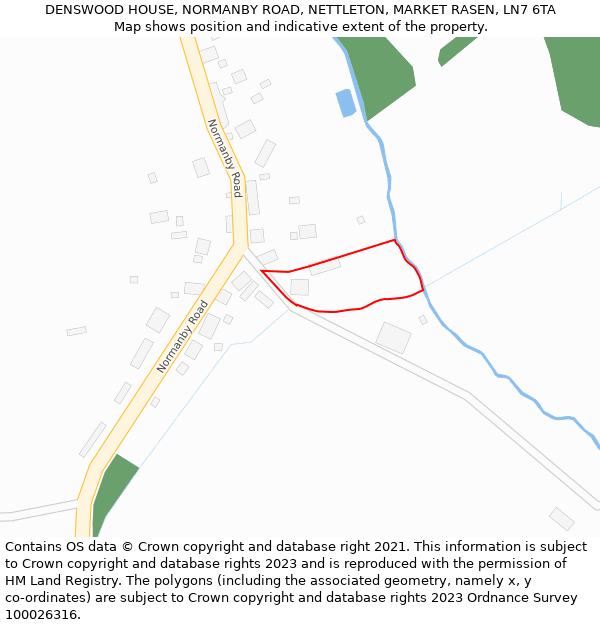 DENSWOOD HOUSE, NORMANBY ROAD, NETTLETON, MARKET RASEN, LN7 6TA: Location map and indicative extent of plot