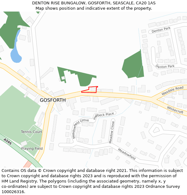 DENTON RISE BUNGALOW, GOSFORTH, SEASCALE, CA20 1AS: Location map and indicative extent of plot