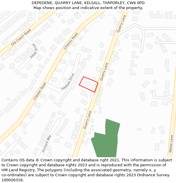 DEPEDENE, QUARRY LANE, KELSALL, TARPORLEY, CW6 0PD: Location map and indicative extent of plot