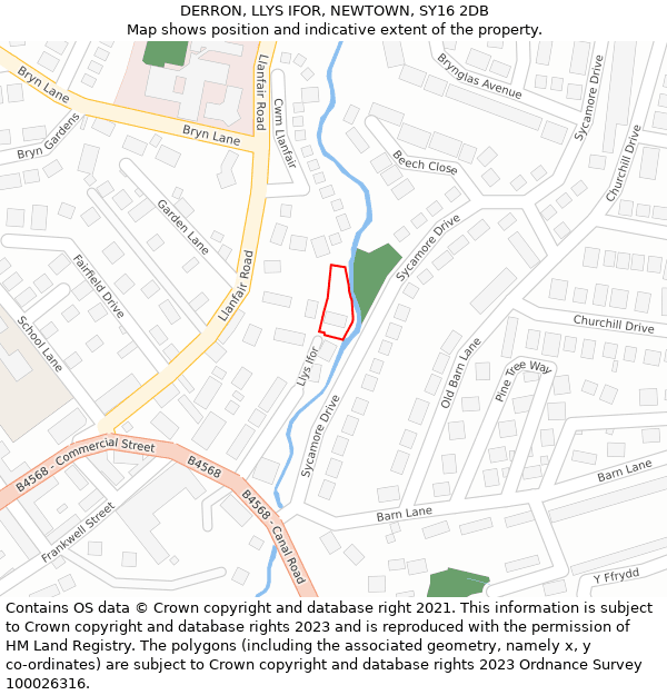 DERRON, LLYS IFOR, NEWTOWN, SY16 2DB: Location map and indicative extent of plot