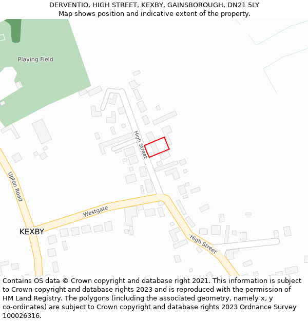 DERVENTIO, HIGH STREET, KEXBY, GAINSBOROUGH, DN21 5LY: Location map and indicative extent of plot