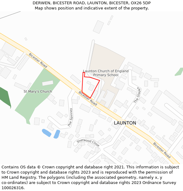 DERWEN, BICESTER ROAD, LAUNTON, BICESTER, OX26 5DP: Location map and indicative extent of plot