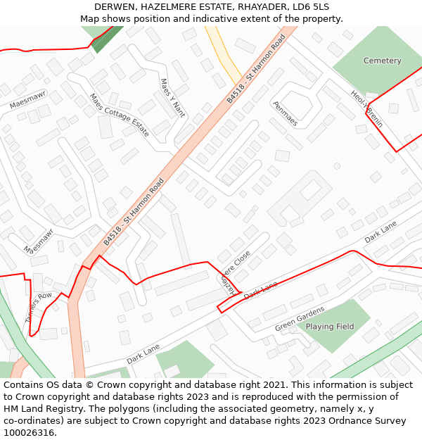 DERWEN, HAZELMERE ESTATE, RHAYADER, LD6 5LS: Location map and indicative extent of plot