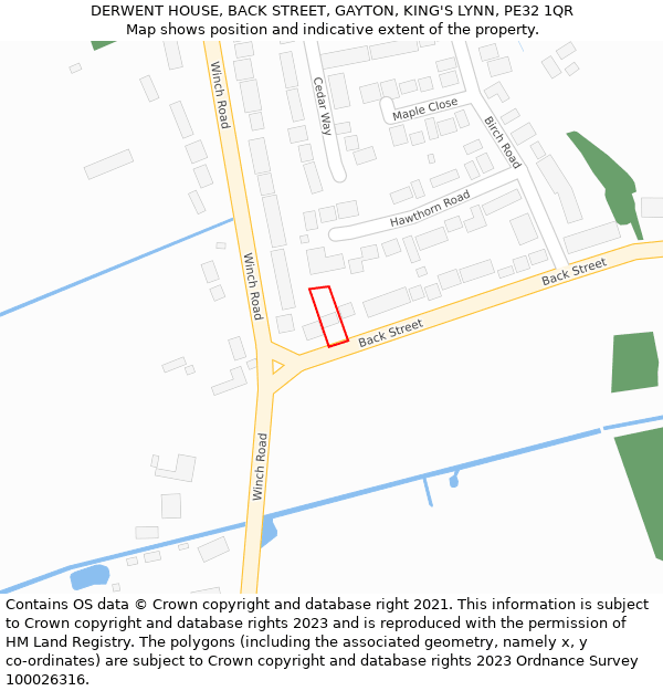 DERWENT HOUSE, BACK STREET, GAYTON, KING'S LYNN, PE32 1QR: Location map and indicative extent of plot