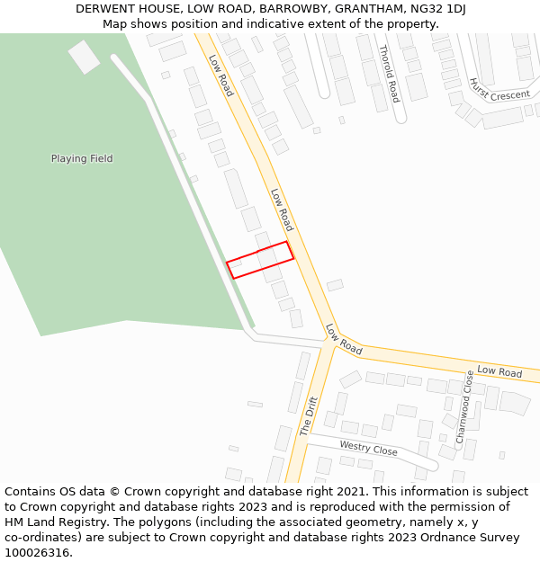 DERWENT HOUSE, LOW ROAD, BARROWBY, GRANTHAM, NG32 1DJ: Location map and indicative extent of plot