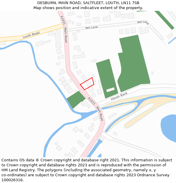 DESBURN, MAIN ROAD, SALTFLEET, LOUTH, LN11 7SB: Location map and indicative extent of plot