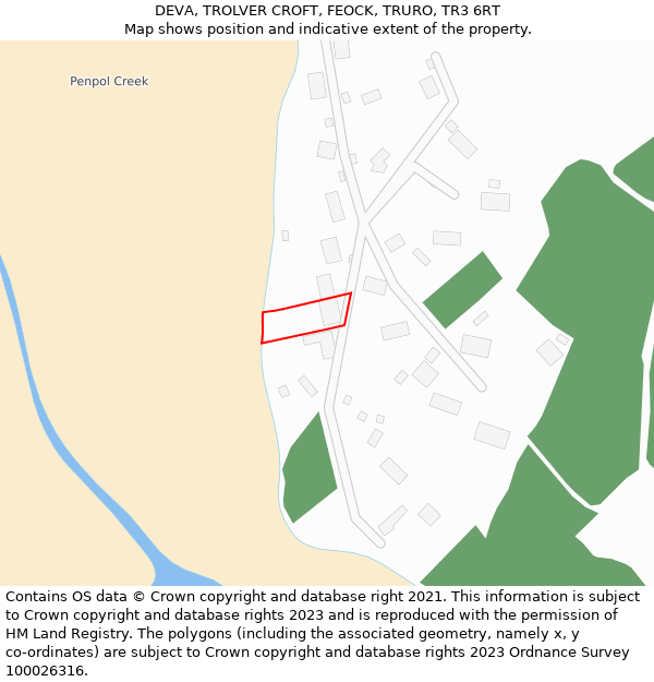 DEVA, TROLVER CROFT, FEOCK, TRURO, TR3 6RT: Location map and indicative extent of plot