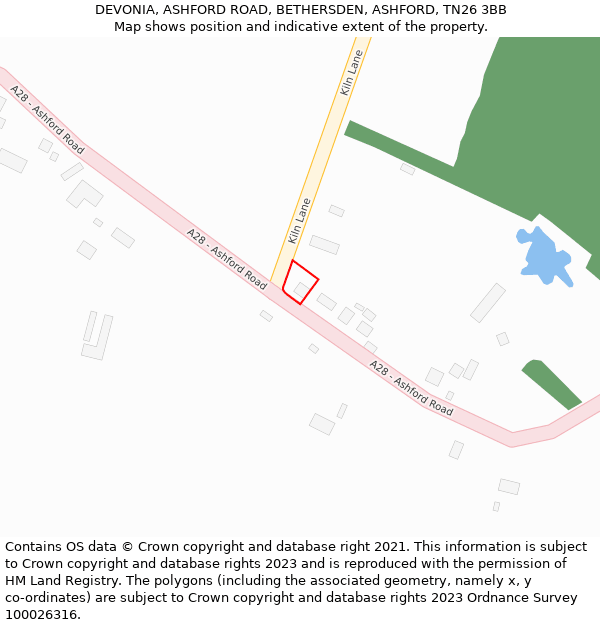 DEVONIA, ASHFORD ROAD, BETHERSDEN, ASHFORD, TN26 3BB: Location map and indicative extent of plot