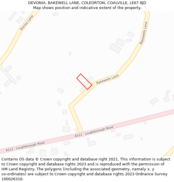 DEVONIA, BAKEWELL LANE, COLEORTON, COALVILLE, LE67 8JD: Location map and indicative extent of plot