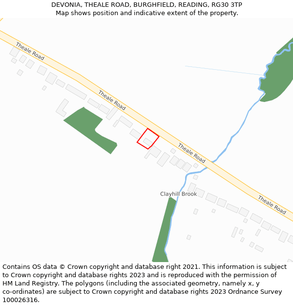 DEVONIA, THEALE ROAD, BURGHFIELD, READING, RG30 3TP: Location map and indicative extent of plot
