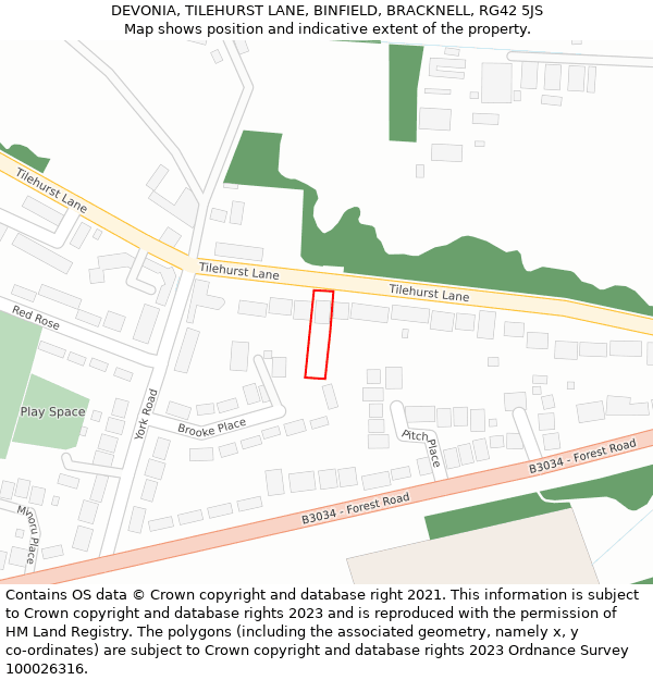 DEVONIA, TILEHURST LANE, BINFIELD, BRACKNELL, RG42 5JS: Location map and indicative extent of plot