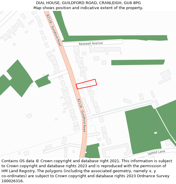 DIAL HOUSE, GUILDFORD ROAD, CRANLEIGH, GU6 8PG: Location map and indicative extent of plot