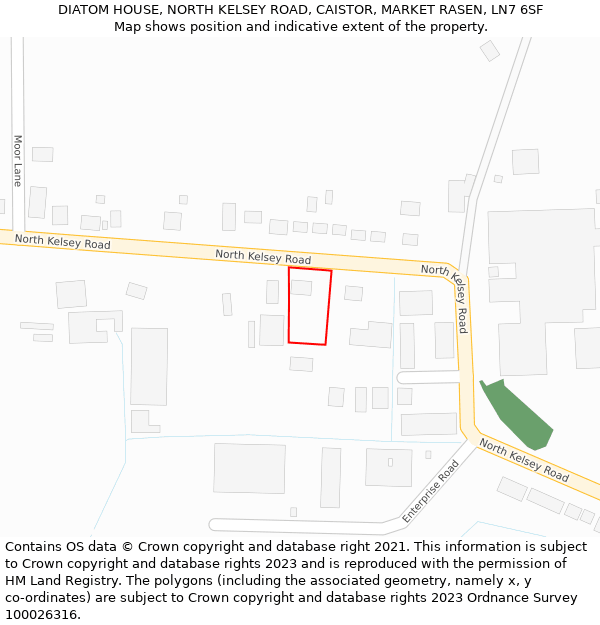 DIATOM HOUSE, NORTH KELSEY ROAD, CAISTOR, MARKET RASEN, LN7 6SF: Location map and indicative extent of plot