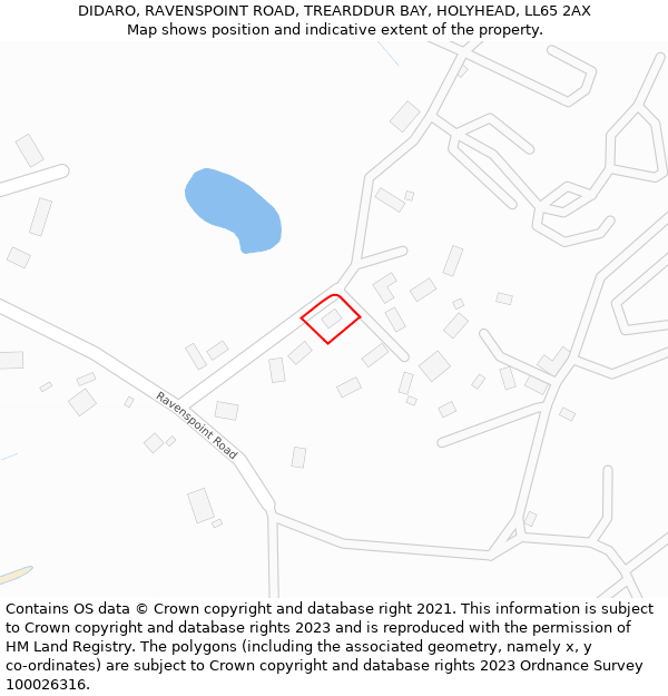 DIDARO, RAVENSPOINT ROAD, TREARDDUR BAY, HOLYHEAD, LL65 2AX: Location map and indicative extent of plot