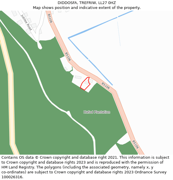 DIDDOSFA, TREFRIW, LL27 0HZ: Location map and indicative extent of plot