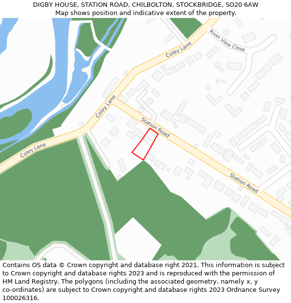 DIGBY HOUSE, STATION ROAD, CHILBOLTON, STOCKBRIDGE, SO20 6AW: Location map and indicative extent of plot