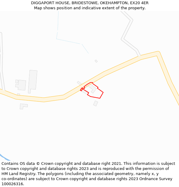 DIGGAPORT HOUSE, BRIDESTOWE, OKEHAMPTON, EX20 4ER: Location map and indicative extent of plot