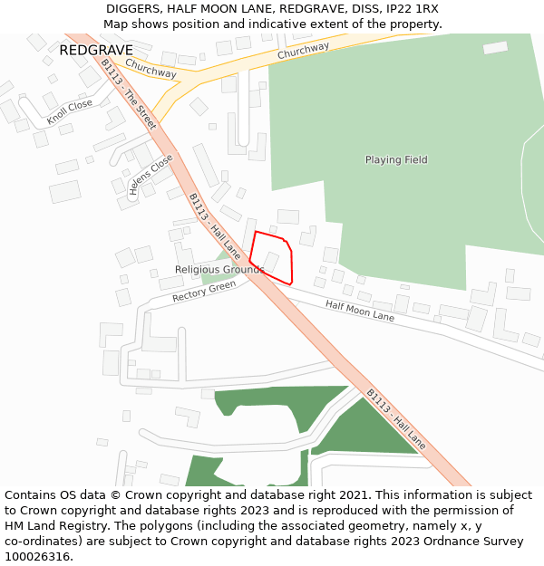 DIGGERS, HALF MOON LANE, REDGRAVE, DISS, IP22 1RX: Location map and indicative extent of plot