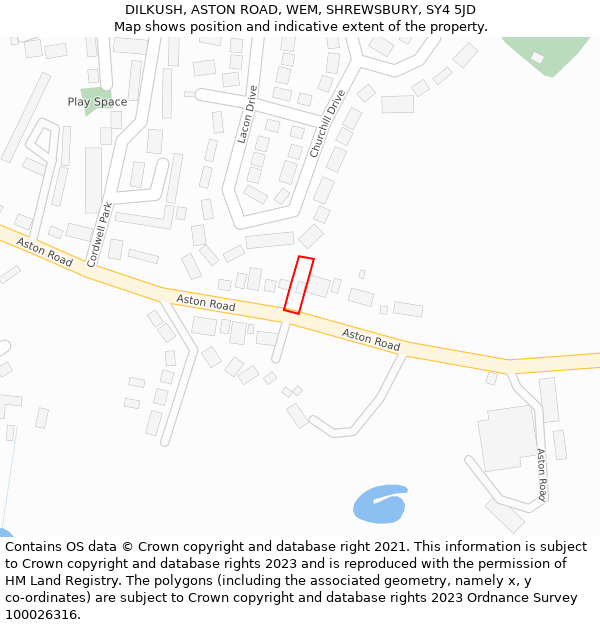 DILKUSH, ASTON ROAD, WEM, SHREWSBURY, SY4 5JD: Location map and indicative extent of plot