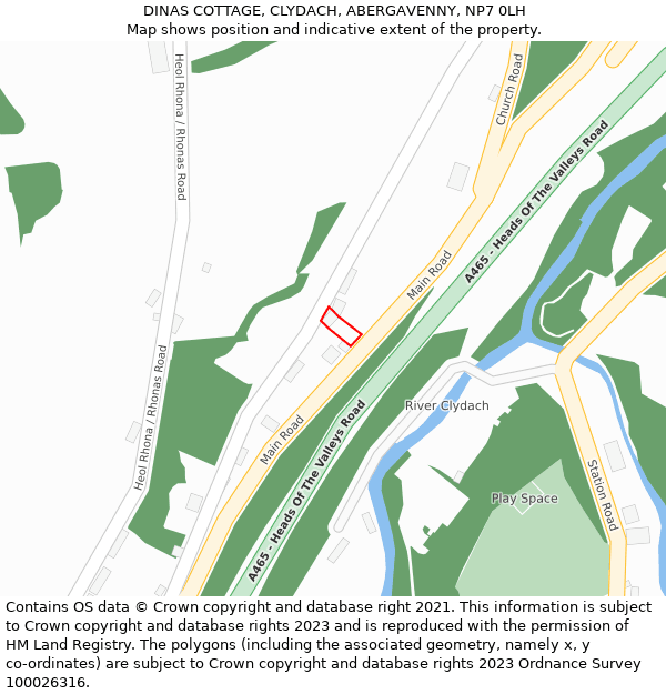 DINAS COTTAGE, CLYDACH, ABERGAVENNY, NP7 0LH: Location map and indicative extent of plot