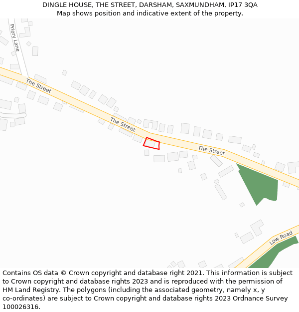 DINGLE HOUSE, THE STREET, DARSHAM, SAXMUNDHAM, IP17 3QA: Location map and indicative extent of plot