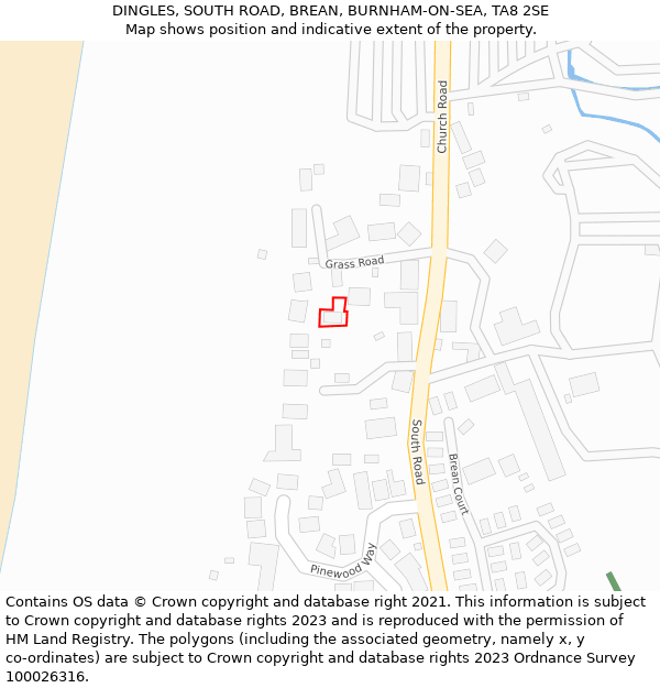 DINGLES, SOUTH ROAD, BREAN, BURNHAM-ON-SEA, TA8 2SE: Location map and indicative extent of plot