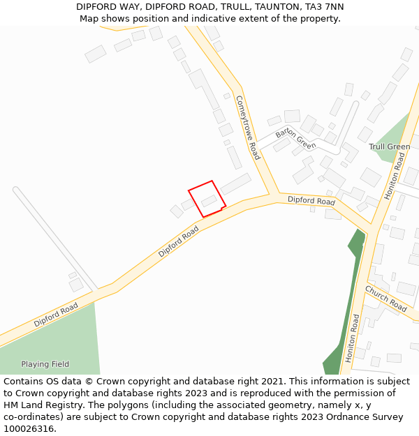 DIPFORD WAY, DIPFORD ROAD, TRULL, TAUNTON, TA3 7NN: Location map and indicative extent of plot