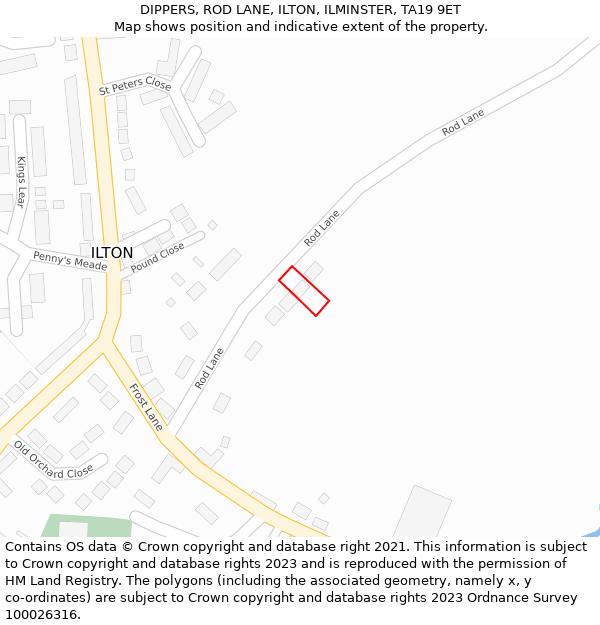 DIPPERS, ROD LANE, ILTON, ILMINSTER, TA19 9ET: Location map and indicative extent of plot