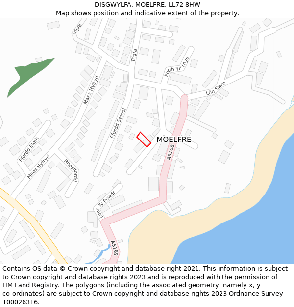 DISGWYLFA, MOELFRE, LL72 8HW: Location map and indicative extent of plot