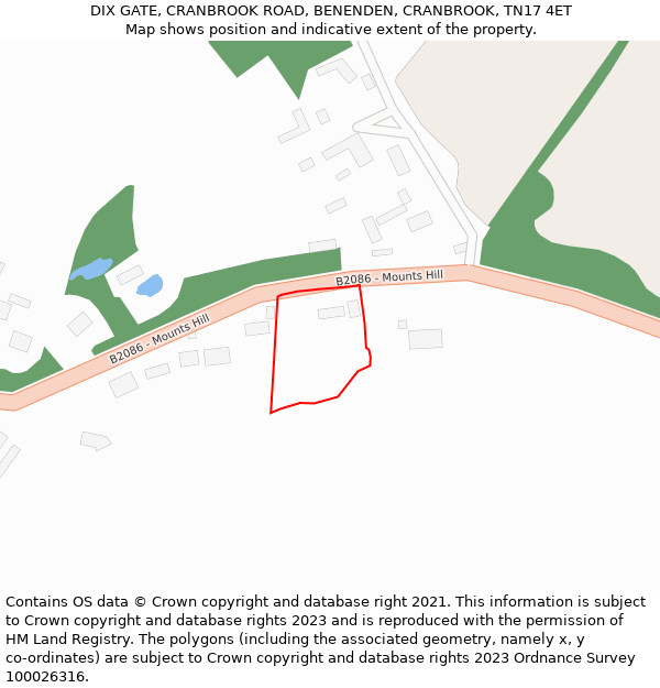 DIX GATE, CRANBROOK ROAD, BENENDEN, CRANBROOK, TN17 4ET: Location map and indicative extent of plot