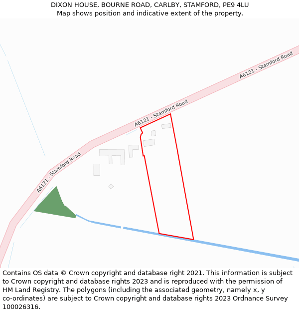 DIXON HOUSE, BOURNE ROAD, CARLBY, STAMFORD, PE9 4LU: Location map and indicative extent of plot