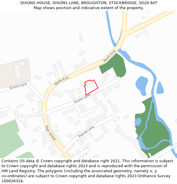 DIXONS HOUSE, DIXONS LANE, BROUGHTON, STOCKBRIDGE, SO20 8AT: Location map and indicative extent of plot