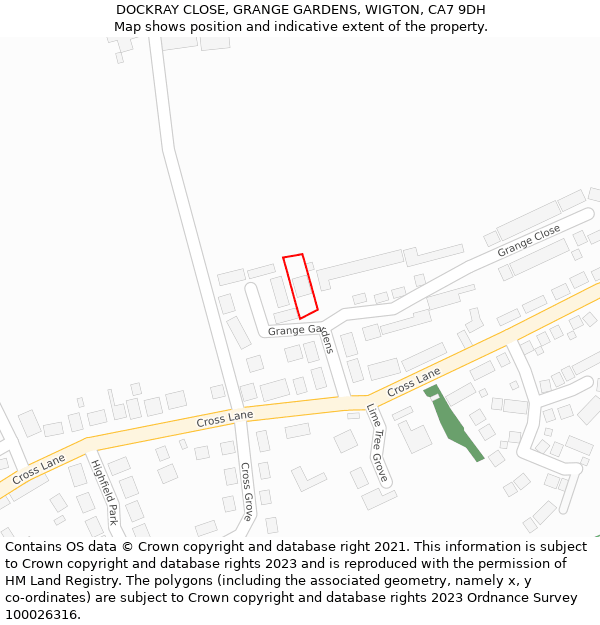 DOCKRAY CLOSE, GRANGE GARDENS, WIGTON, CA7 9DH: Location map and indicative extent of plot