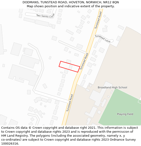 DODMANS, TUNSTEAD ROAD, HOVETON, NORWICH, NR12 8QN: Location map and indicative extent of plot