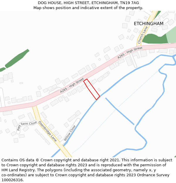 DOG HOUSE, HIGH STREET, ETCHINGHAM, TN19 7AG: Location map and indicative extent of plot