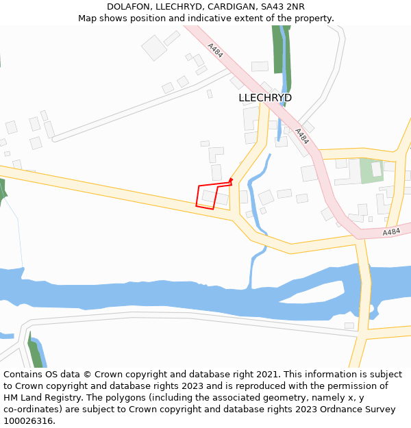 DOLAFON, LLECHRYD, CARDIGAN, SA43 2NR: Location map and indicative extent of plot