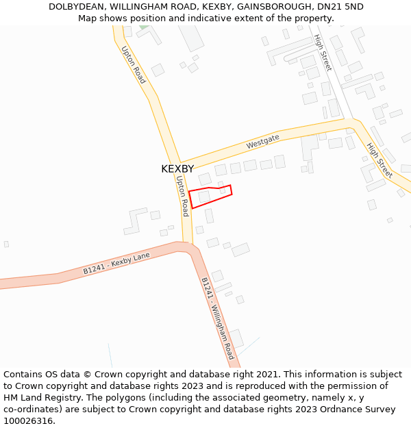 DOLBYDEAN, WILLINGHAM ROAD, KEXBY, GAINSBOROUGH, DN21 5ND: Location map and indicative extent of plot