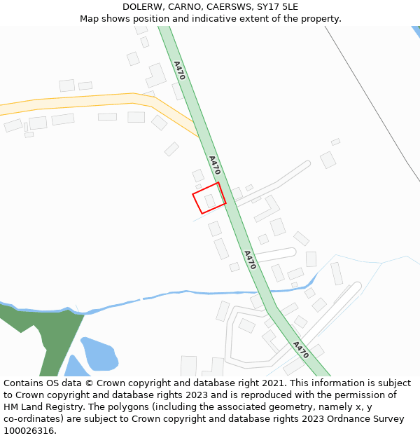 DOLERW, CARNO, CAERSWS, SY17 5LE: Location map and indicative extent of plot